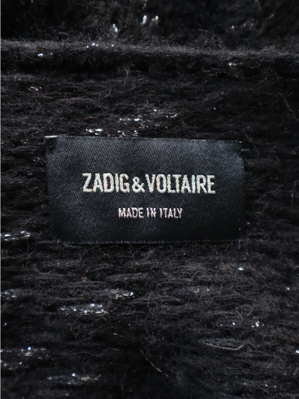 Zadig & Voltaire Black Speckled Fringe Knit Poncho Sweater - Picture 4 of 5